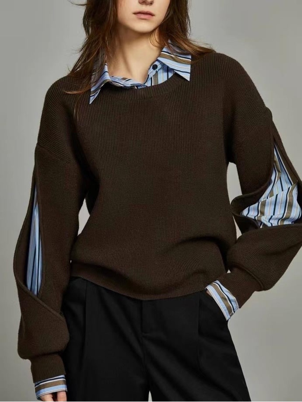 Commense 2 in 1 Ribbed Cutout Sweater - Picture 3 of 5